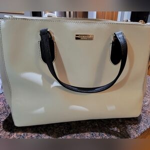 Kate Spade Leighann satchel in cream, taupe and black.